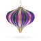 Striped Purple, Green, and Gold Onion Finial Glass Christmas Ornament